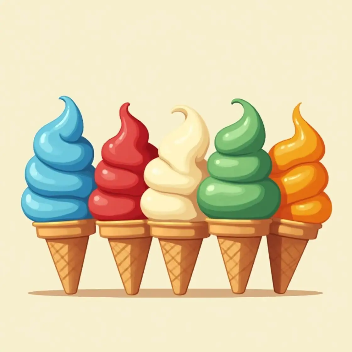 Uma ilustração divertida de sorvetes com nomes de frameworks e bibliotecas JavaScript, brincando com o termo 'vanilla' para se referir ao JavaScript puro.